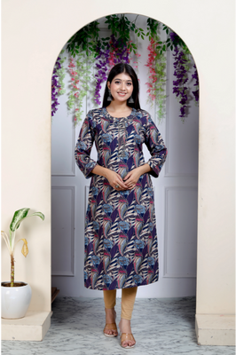 Indolady Blue Straight Kurta