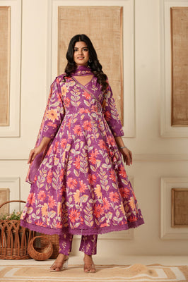 Phoolwari Hand-Embroidered Angrakha Suit Set – Indolady