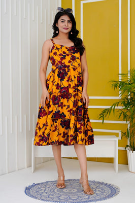 Tropical Bloom Flared Cotton Dress