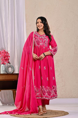 Indolady Petal Pink Elegance Festive Anarkali