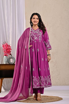Indolady “Majestic Plum” Anarkali Suit Set