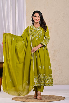 Indolady Emerald Grace Anarkali Suit Set