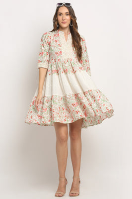 Ivory Petal – Embroidered Tiered Cotton Midi