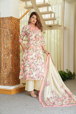Rose Whisper –Pink Ethnic Kurta Pant Set