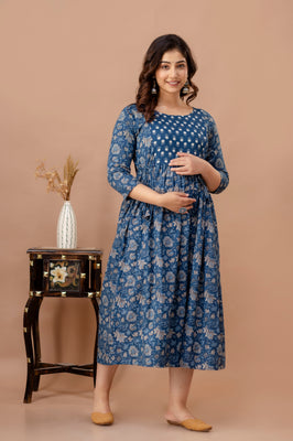 Neelkamal Grace Printed Cotton Maternity Dress