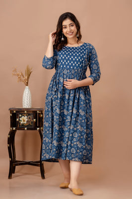 Neelkamal Grace Printed Cotton Maternity Dress