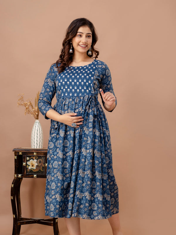 Neelkamal Grace Printed Cotton Maternity Dress