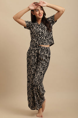 Black & Beige Abstract Co-ord Set
