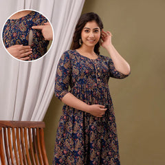 Premium Cotton Floral Maternity Gown