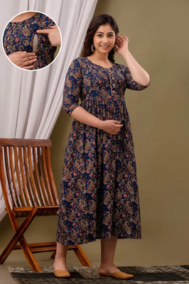 Premium Cotton Floral Maternity Gown