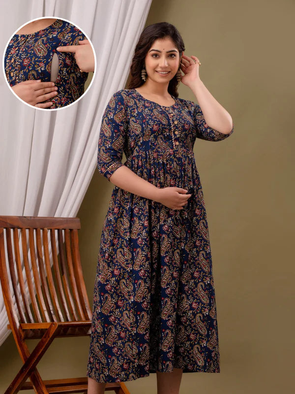 Premium Cotton Floral Maternity Gown