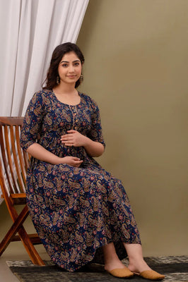 Premium Cotton Floral Maternity Gown