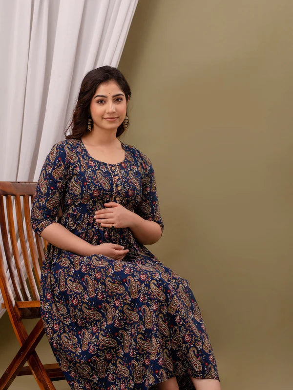 Premium Cotton Floral Maternity Gown