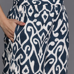 Indolady Indigo Printed Sleeveless Kurta Pant Co-Ord
