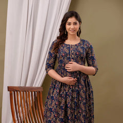 Premium Cotton Floral Maternity Gown