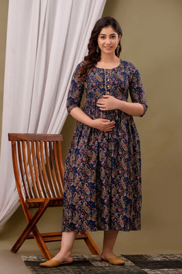 Premium Cotton Floral Maternity Gown