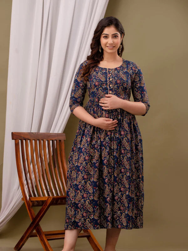 Premium Cotton Floral Maternity Gown