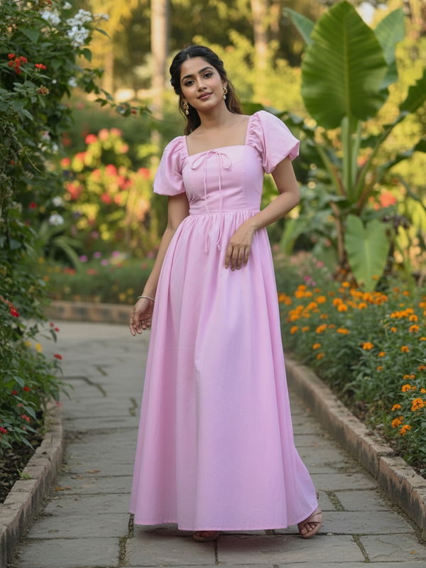 Pink Arabella Flowy Dress Maxi