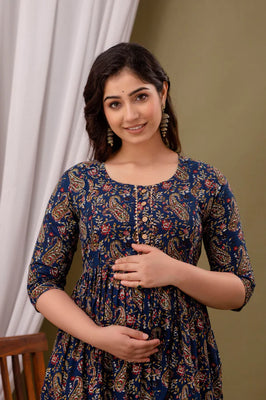 Premium Cotton Floral Maternity Gown