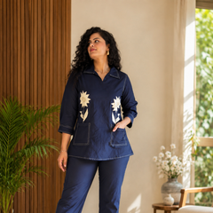 Sapphire Bloom Cotton Flex Co-Ord Set