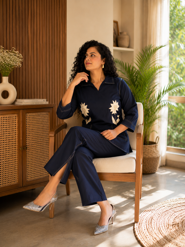 Sapphire Bloom Cotton Flex Co-Ord Set