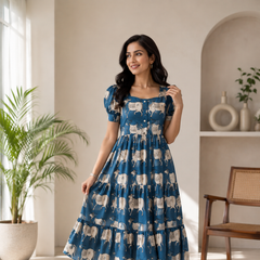 Sunlit Blue Animal-Print Dress