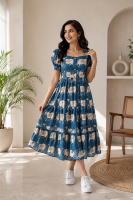 Sunlit Blue Animal-Print Dress