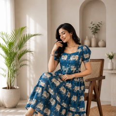 Sunlit Blue Animal-Print Dress