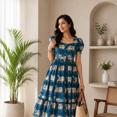 Sunlit Blue Animal-Print Dress