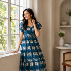 Sunlit Blue Animal-Print Dress