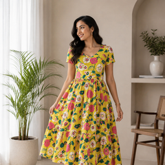 Cheerful Cotton Floral Dress