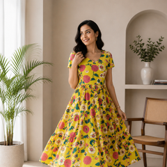 Cheerful Cotton Floral Dress