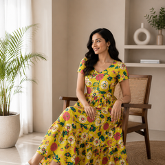 Cheerful Cotton Floral Dress