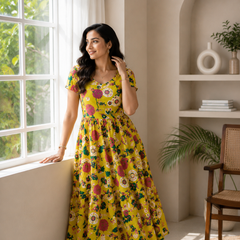 Cheerful Cotton Floral Dress