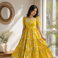 Marigold Floral Cotton Dress