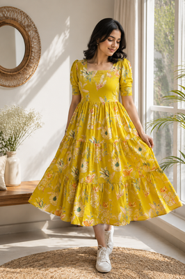 Marigold Floral Cotton Dress