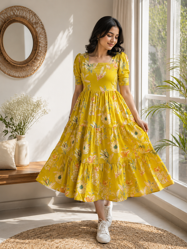Marigold Floral Cotton Dress