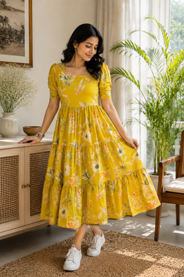 Marigold Floral Cotton Dress