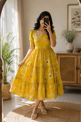 Marigold Floral Cotton Dress