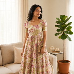 Blush Garden Cotton Tiered Dress