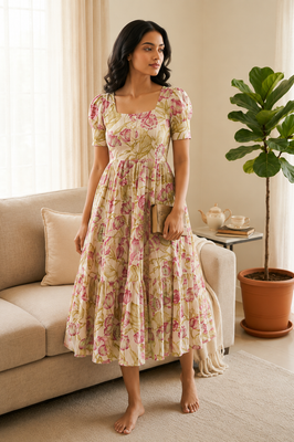 Blush Garden Cotton Tiered Dress