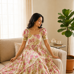 Blush Garden Cotton Tiered Dress