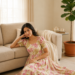 Blush Garden Cotton Tiered Dress