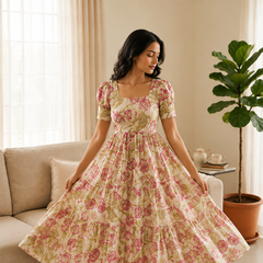 Blush Garden Cotton Tiered Dress