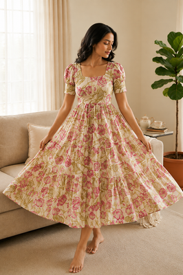 Blush Garden Cotton Tiered Dress