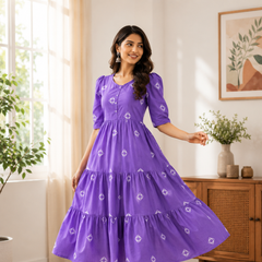 Purple Charm Tiered Cotton Dress