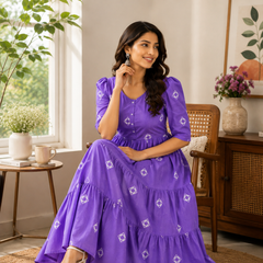 Purple Charm Tiered Cotton Dress