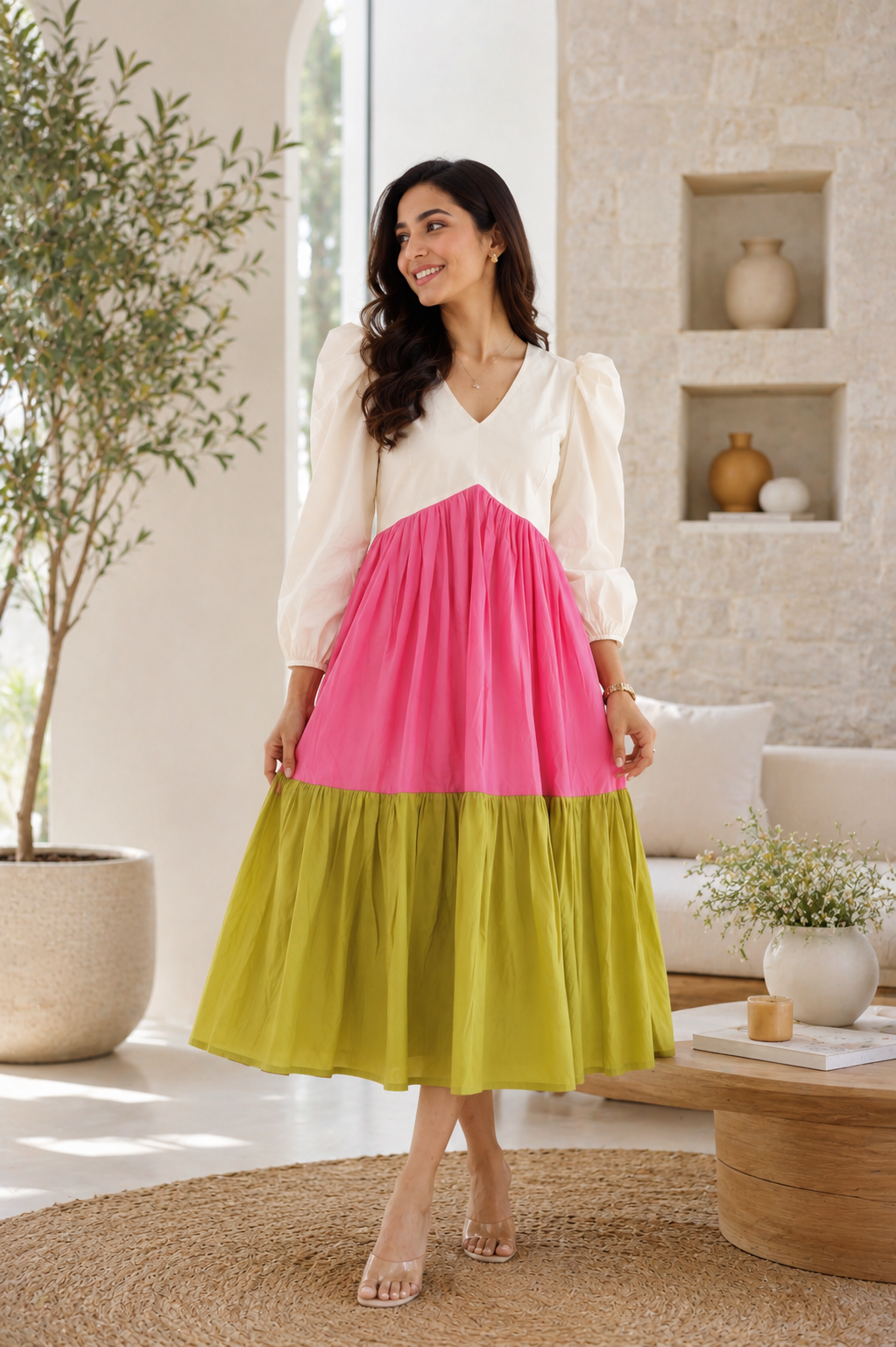 Blush & Olive Colorblock Dream Dress