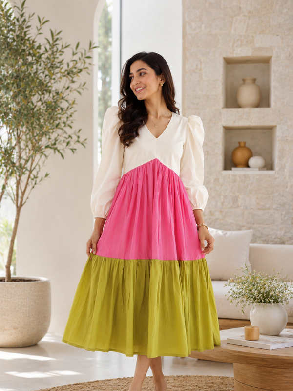 Blush & Olive Colorblock Dream Dress