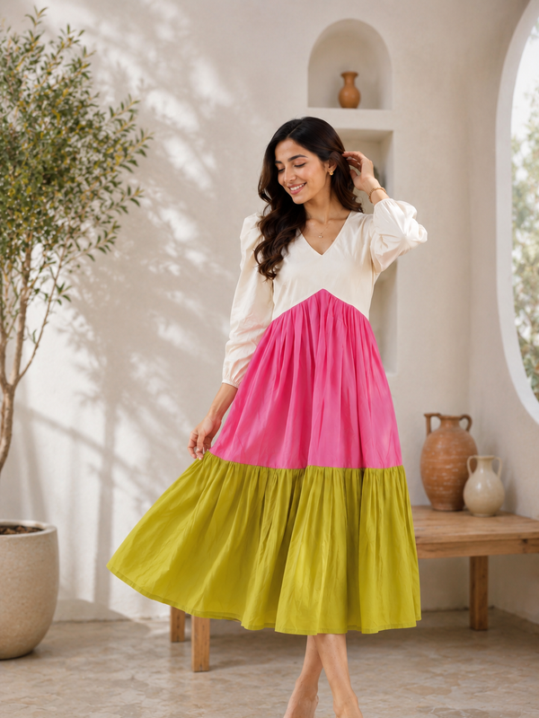 Blush & Olive Colorblock Dream Dress
